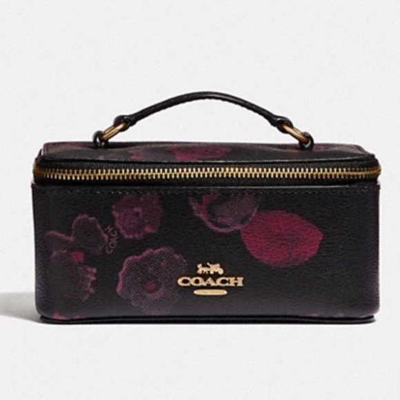 Coach Black and Purple Floral Cosmetic Case - Picture 1 of 1
